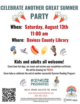 Come celebrate the end of Summer Reading Program